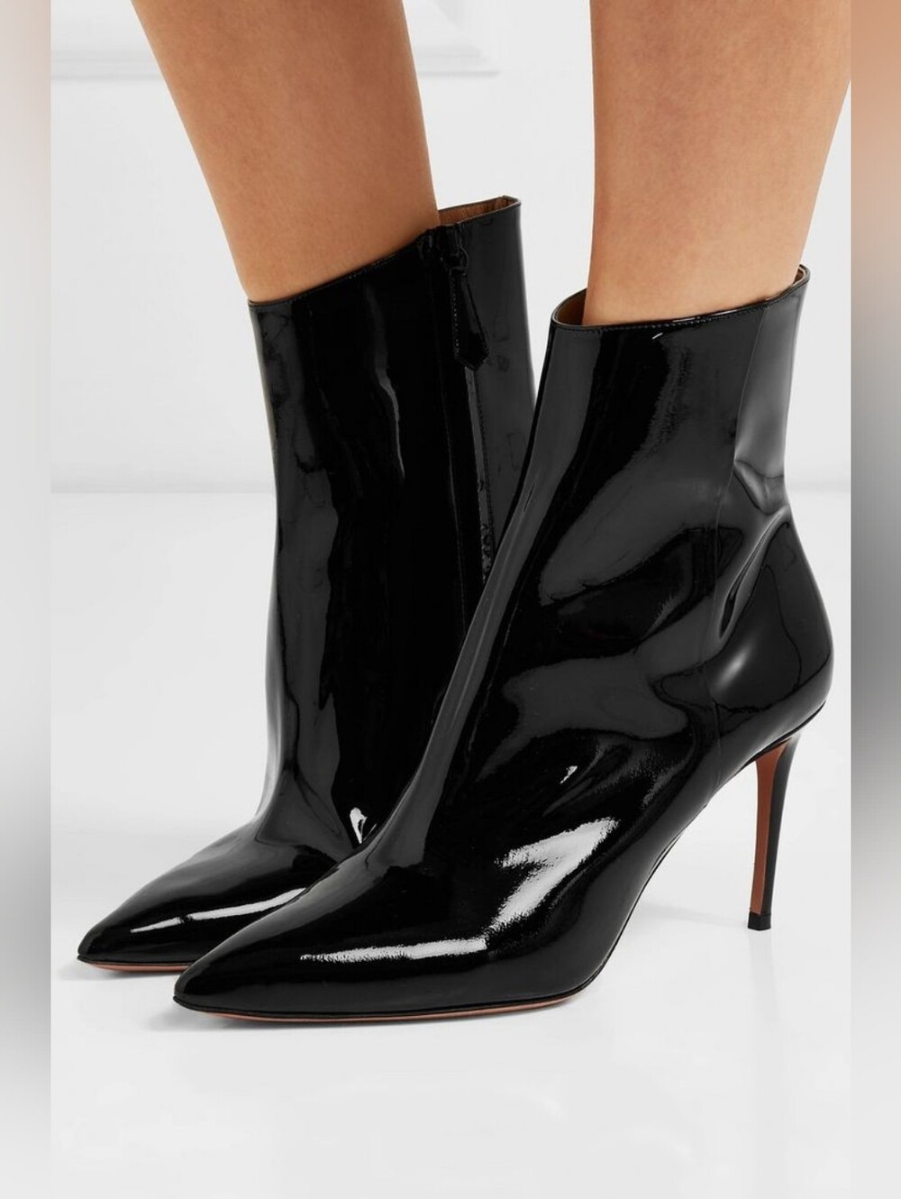 AQUAZZURA Alma Patent Leather Boots 37.5 MSRP $1045